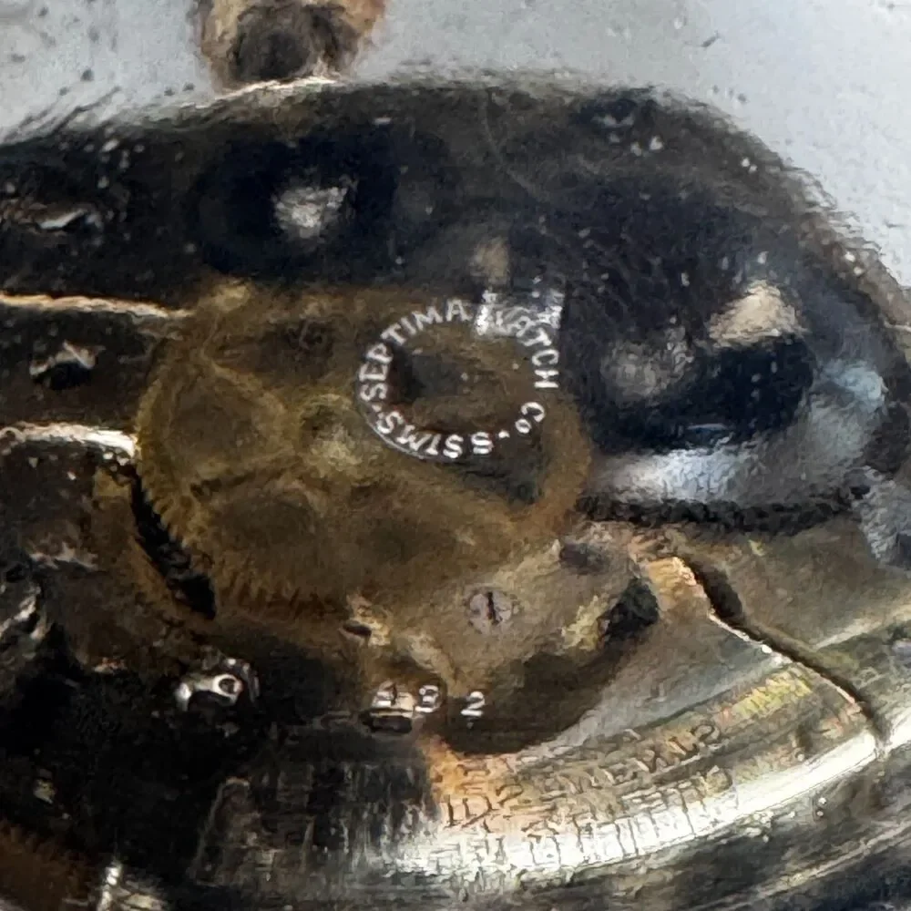 1909 Octava 8 Day Brass & Silver Swiss Train Watch, 15 Jewels, Keeps Time!